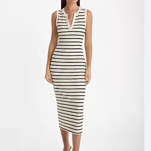Express Striped Henley Midi Dress
